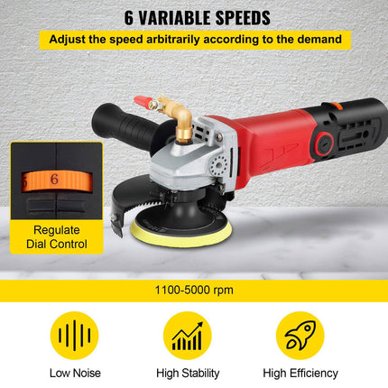 Wet Polisher Grinder 860W, Variable Speed, 8-Pad Kit