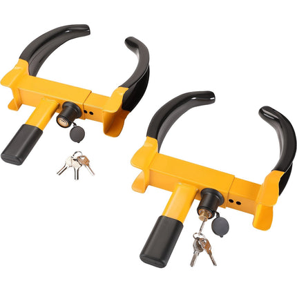 Wheel Clamp Lock 2-Pack, Adjustable Steel, 6 Keys