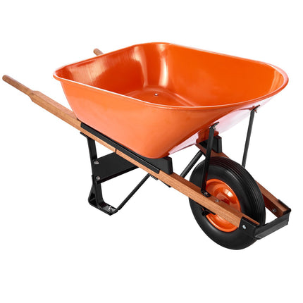 Wheelbarrow Cart, 6 Cu Ft, 330 lb, 16 in Solid Wheel