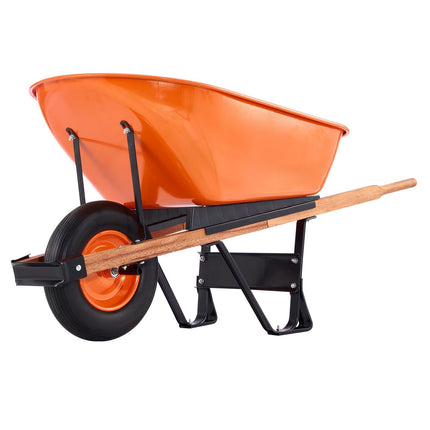Wheelbarrow Cart, 6 Cu Ft, 330 lb, 16 in Solid Wheel