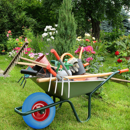 Wheelbarrow wheel made of solid rubber with axle