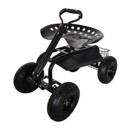Wheeled Garden Seat with Storage and Adjustable Height