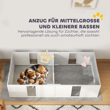 Wooden puppy crate with non-slip floor, adjustable, 196x96x48 cm
