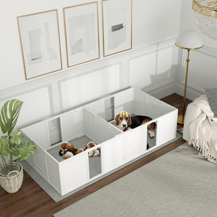 Wooden puppy crate with non-slip floor, adjustable, 196x96x48 cm