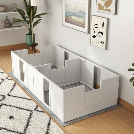 Wooden puppy crate with non-slip floor, adjustable, 196x96x48 cm