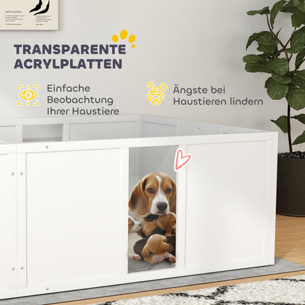 Wooden puppy crate with non-slip floor, adjustable, 196x96x48 cm