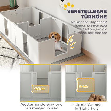 Wooden puppy crate with non-slip floor, adjustable, 196x96x48 cm