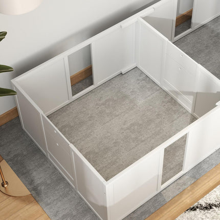 Wooden puppy crate with non-slip floor, adjustable, 196x96x48 cm