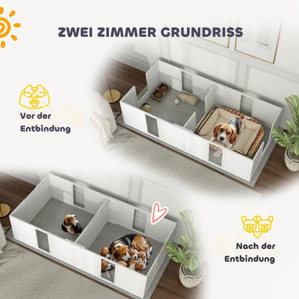 Wooden puppy crate with non-slip floor, adjustable, 196x96x48 cm