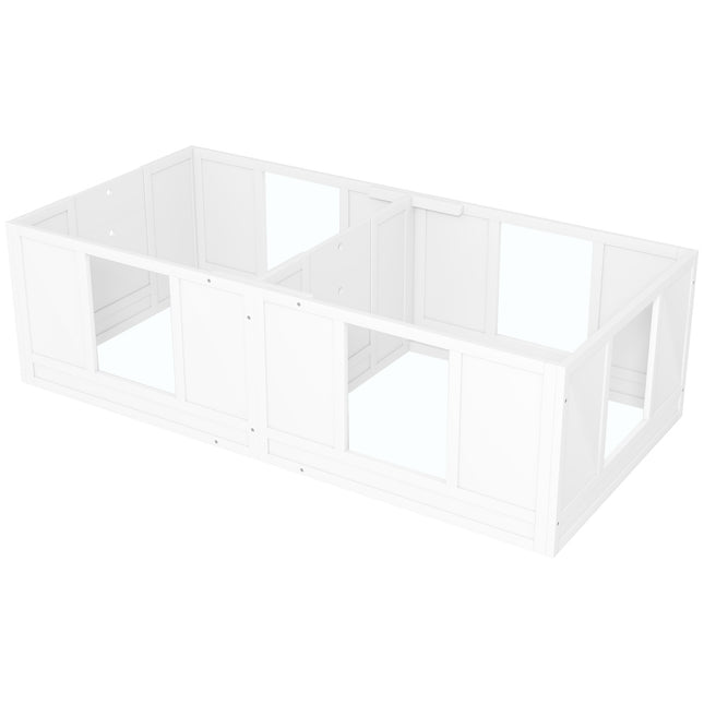 Puppy cage with washable mat and adjustable door, white