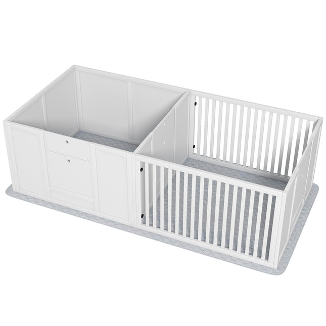 Puppy cage with adjustable door and waterproof pee pad