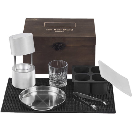 Whiskey Ice Ball Press Kit, 2.4 in Aluminum Sphere Mold