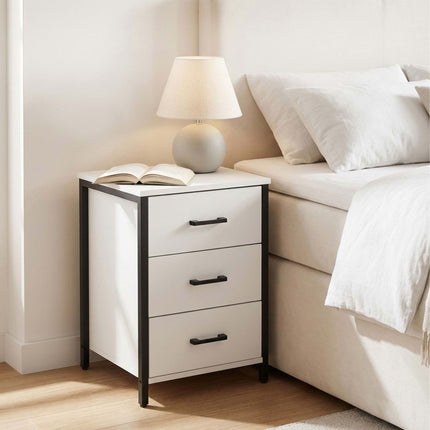 White 3-Drawer Bedside Table, 60x40x40 cm
