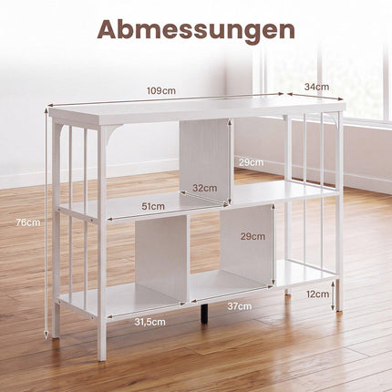White 3-Tier Bookshelf with Metal Frame and Anti-Tip Kits