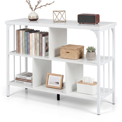 White 3-Tier Bookshelf with Metal Frame and Anti-Tip Kits
