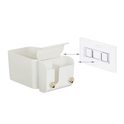 White Adhesive Bathroom Cosmetics Organizer, 4 Compartments