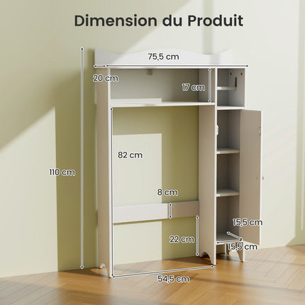 White Bathroom Cabinet with Toilet Paper Holder & Shelves