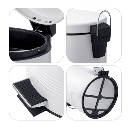 White Bathroom Set with Pedal Bin & Toilet Brush