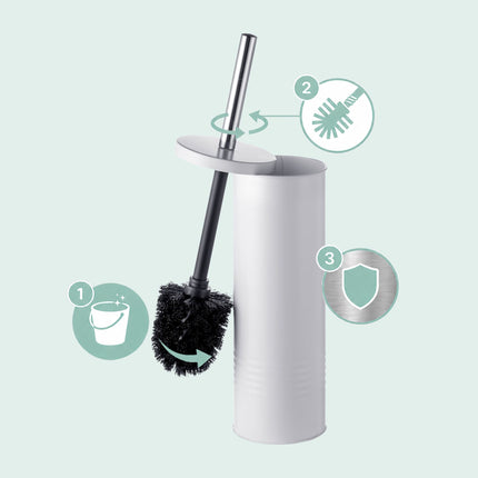 White Bathroom Set with Pedal Bin & Toilet Brush