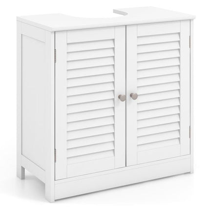White Bathroom Vanity Cabinet with Shutter Doors, 60x30x60 cm