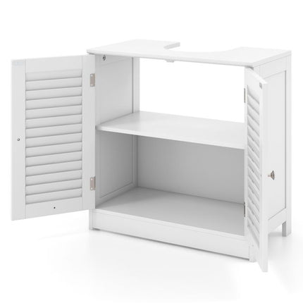White Bathroom Vanity Cabinet with Shutter Doors, 60x30x60 cm