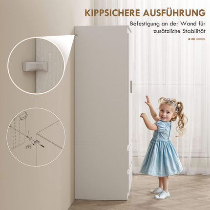 White Bedroom Wardrobe – 2 Doors, 2 Drawers, 3 Shelves
