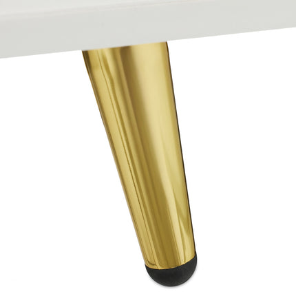 White Bedside Table with Gold Legs and 2 Drawers