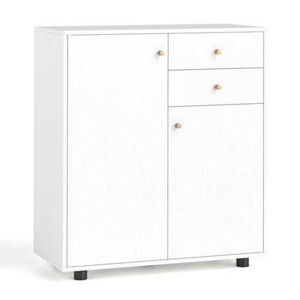 White Buffet Cabinet with 2 Drawers & Adjustable Shelves
