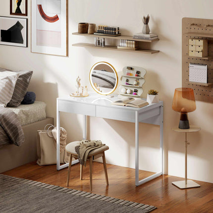 White Desk 100x50 cm with 2 Drawers for Small Spaces