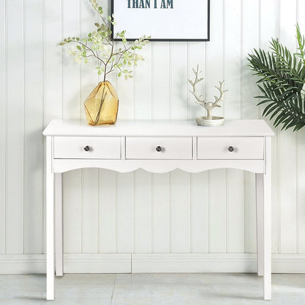 White Desk with 3 Drawers, MDF, 100x32x75 cm