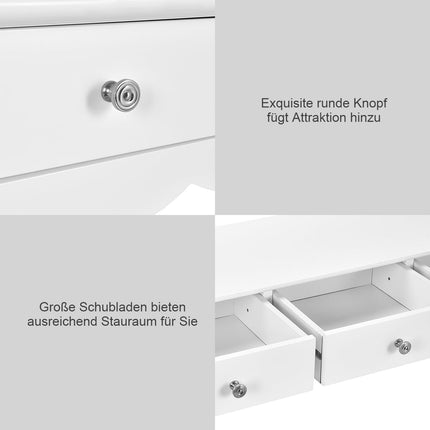 White Desk with 3 Drawers, MDF, 100x32x75 cm