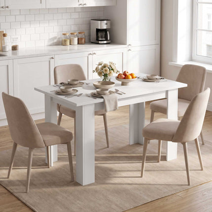 White Dining Table with Hidden Storage, 120x60 cm