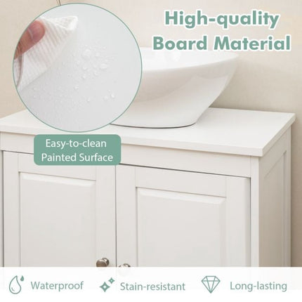 White Freestanding Bathroom Vanity Cabinet with 2 Doors