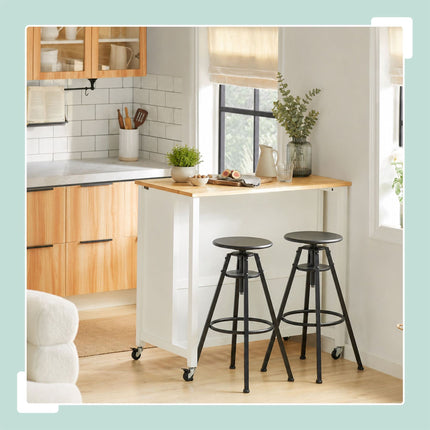 White Kitchen Trolley with Drawers and Seating