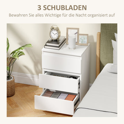 White MDF Nightstands Set of 2 with 3 Drawers