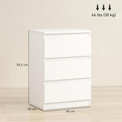 White MDF Nightstands Set of 2 with 3 Drawers