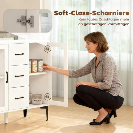 White MDF Sideboard with Soft-Close Doors and Drawers