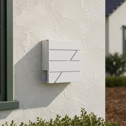 White Metal Mailbox with Newspaper Slot