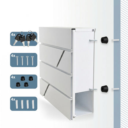 White Metal Mailbox with Newspaper Slot