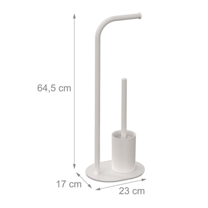 White Metal Toilet Paper Holder and Brush Set