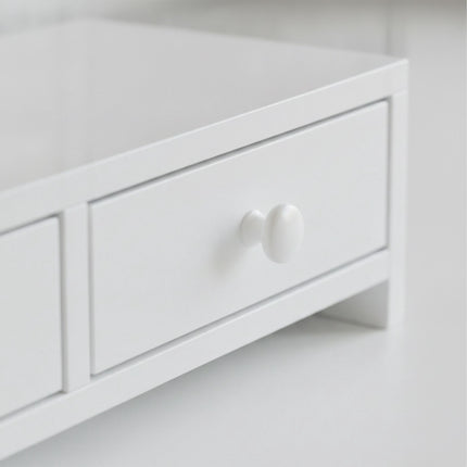 White Monitor Riser with 2 Drawers, MDF Material