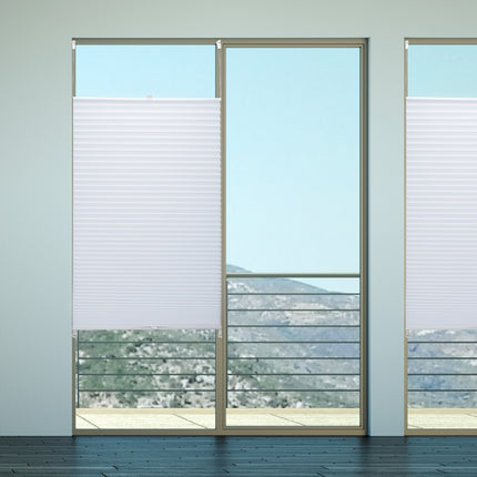 White No-Drill Pleated Blinds – Semi-Transparent