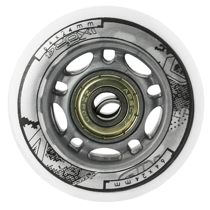 White PU 64x24 82A Wheels & ABEC-7 Bearings Set