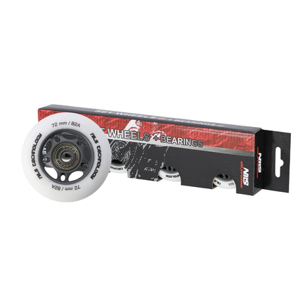 White PU 72x24 82A Wheels & ABEC-9 Bearings Set