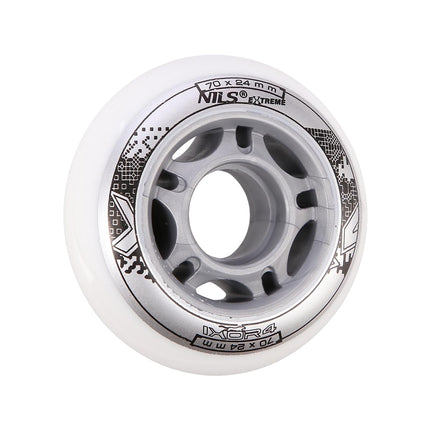 White PU Skate Wheels, 70x24mm, 82A, Set of 4