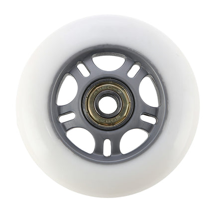 White PU Skate Wheels 76x24 82A, ABEC-7 Bearings Set