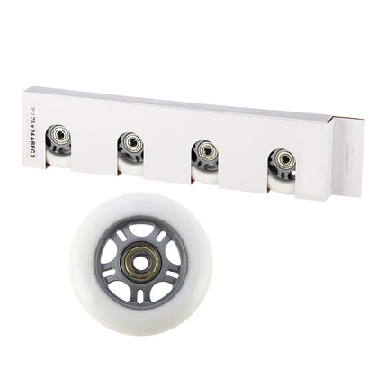 White PU Skate Wheels 76x24 82A, ABEC-7 Bearings Set