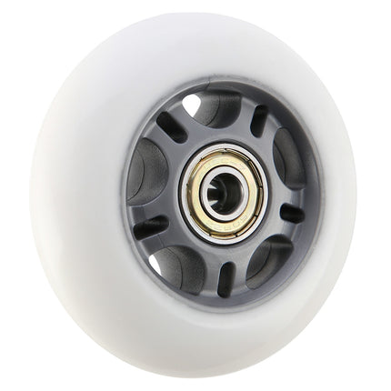 White PU Skate Wheels 76x24 82A, ABEC-7 Bearings Set