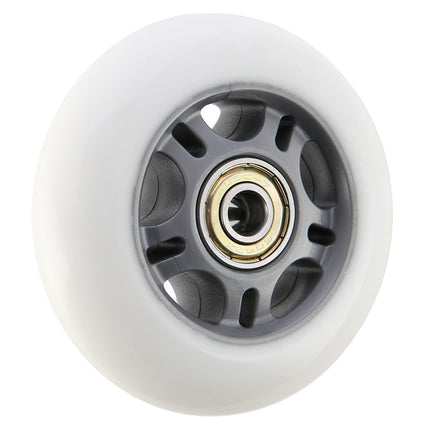 White PU Skate Wheels 76x24 82A, ABEC-7 Bearings Set