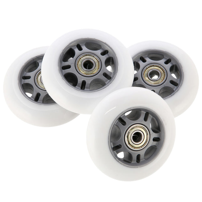 White PU Skate Wheels 76x24 82A, ABEC-7 Bearings Set